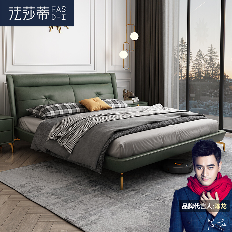 Wash-free technology cloth double bed master bedroom light luxury high box bed 1 8 meters 1 5m modern minimalist soft bag box wedding bed