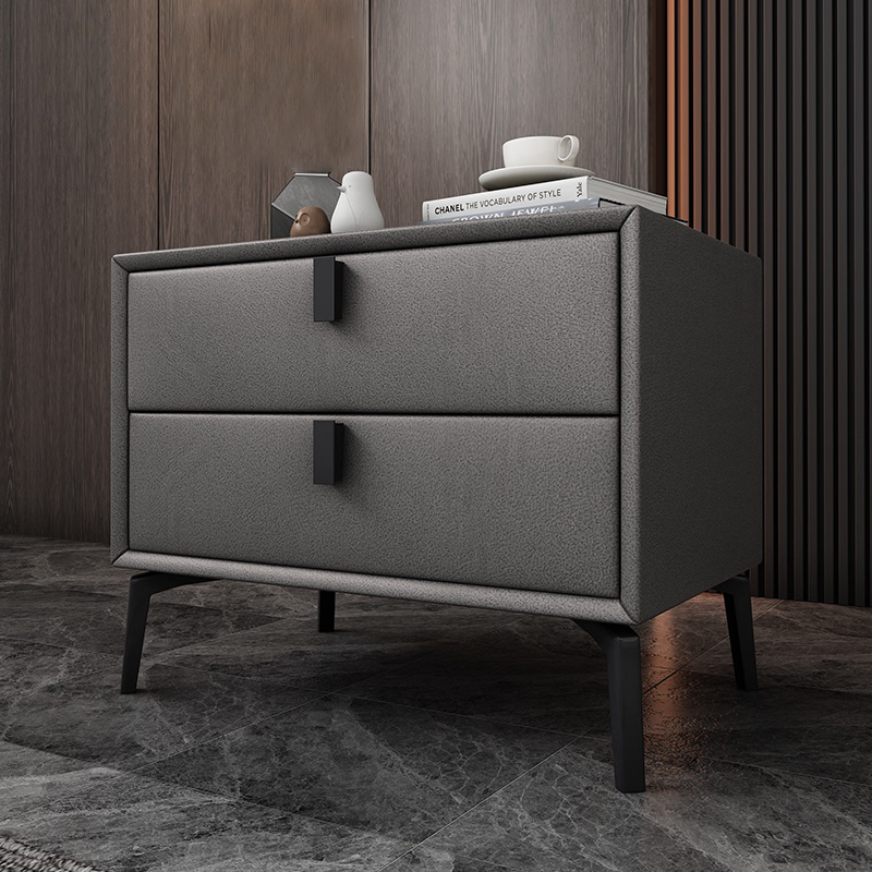Fashati Bedside Cabinet Simple Modern Light Luxury Wooden Bedroom Clothing Bedroom Minimum Light Light Mesh Red Scene