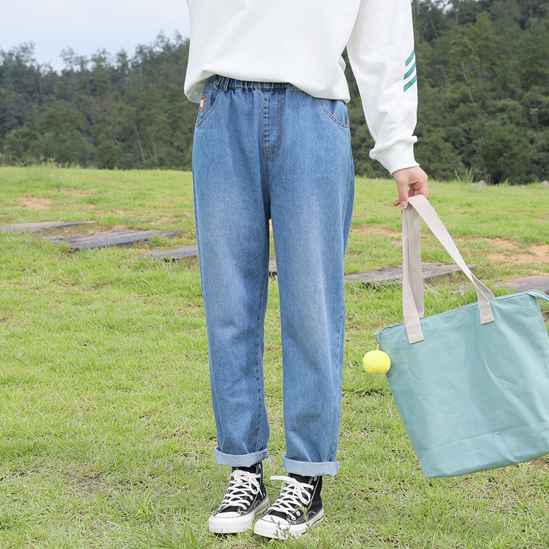 Girl Jeans Girl Big Boy Dress Pants Spring Autumn Money 2022 New Girl Spring Dress Korean Version Loose Foreign Pie Old Daddy Pants