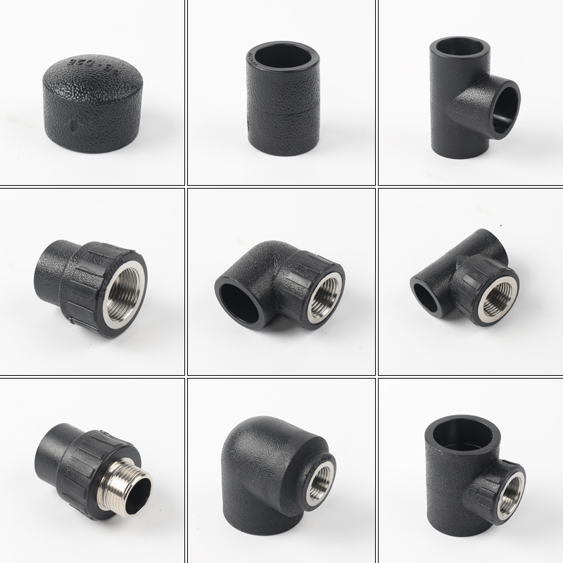 PE water pipe hot melt joint valve direct elbow tee 4 points 6 points water pipe processing factory