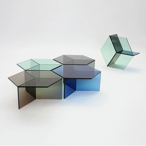 2023 новый скандинавский современный домашний шестиугольный журнальный столик для гостиной, минималистичный, светлый, роскошный, красочный, прозрачный акриловый столик