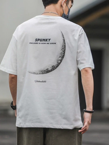 Летняя комфортная японская футболка с коротким рукавом, луна, короткий рукав, коллекция 2023, оверсайз