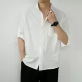 Летняя мужская однотонная тонкая рубашка для отдыха, китайский стиль, из хлопка и льна