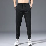 Летние тонкие дышащие шелковые эластичные быстросохнущие штаны, в корейском стиле, свободный прямой крой