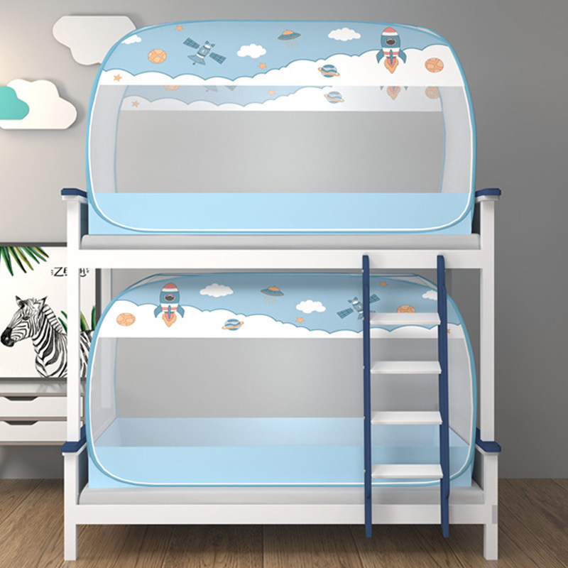 Free installation of Mongolian bunk bed nets student dormitories upper and lower beds 1 2m Upper bunk beds 0 9 m single can fold three doors