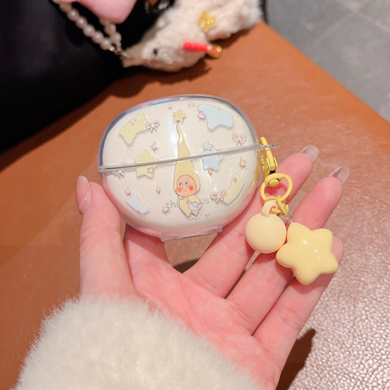 Long Hat Star Man Suitable for Lenovo Lp25 Protective Case Cartoon Split Transparent Shell Lenovo Lp25 Earphone Case Lenovo Lp25 Protective Case Tpu Soft Shell Pendant Chain Terms