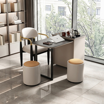 Solid wood light luxury removable balcony folding tea table small apartment type tea boiling water integrated car cabinet home table and chair combination