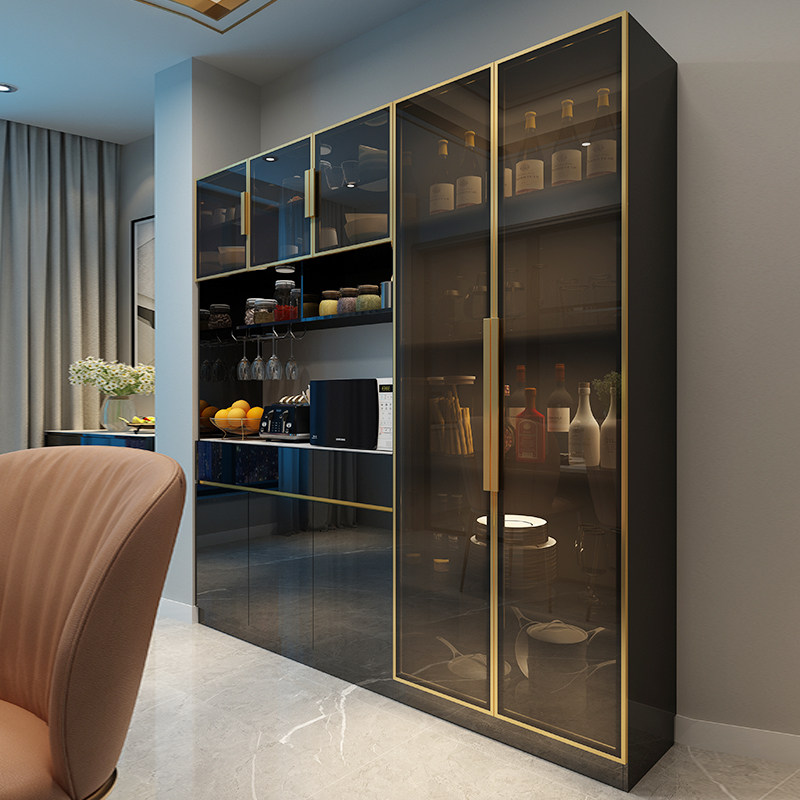 Light luxury dining cabinet modern minimalist wine cabinet integrated against the wall storage storage living room kitchen cupboard high cabinet tea cabinet