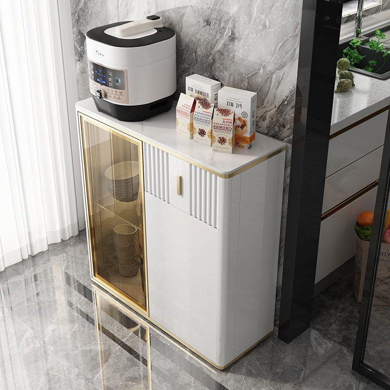 Light luxury living room dining cabinet integrated against the wall living room home wine cabinet storage cabinet modern minimalist kitchen microwave cabinet