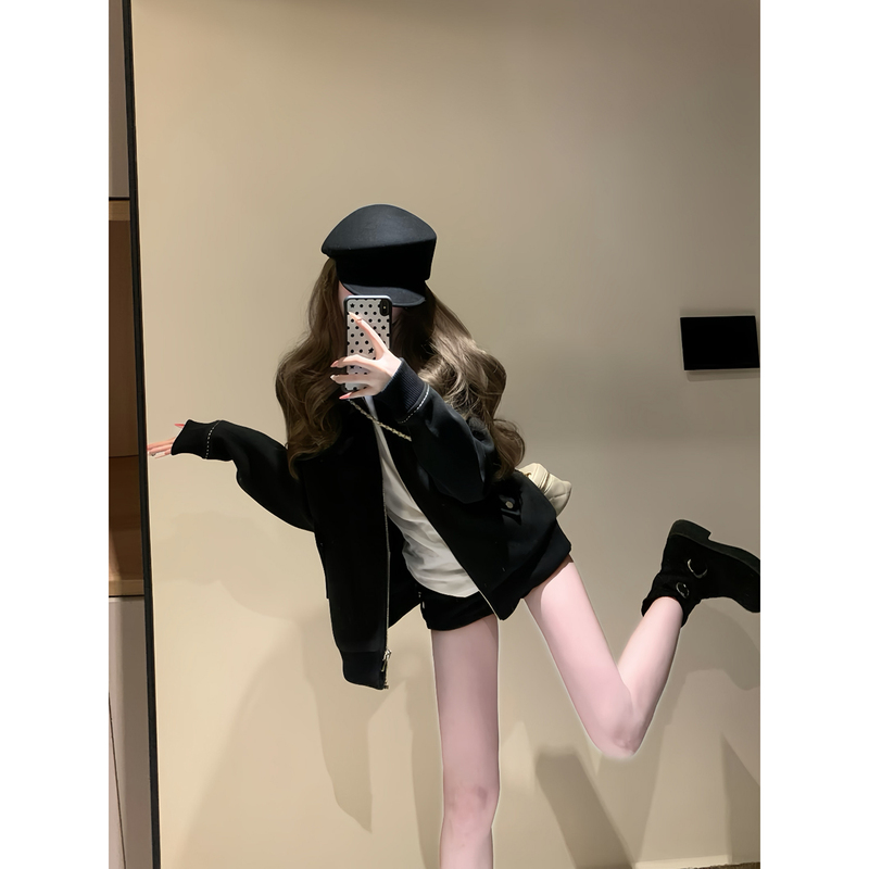 Black Jacket for Women, Exquisite 2026 Spring and Autumn New Style, This Year's Popular Hot Item, Unique and Beautiful Jacket, Casual Style, Long Sleeves