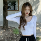 Брендовый осенний демисезонный цветной приятный телу лонгслив для школьников, в корейском стиле, облегающий крой