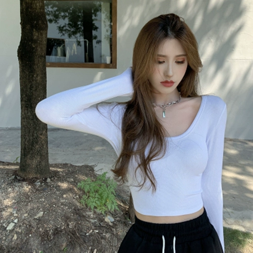 Брендовый осенний демисезонный цветной приятный телу лонгслив для школьников, в корейском стиле, облегающий крой