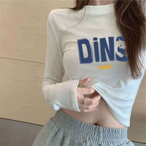 Короткий лонгслив, базовая приятная телу сексуальная брендовая футболка, коллекция 2022, высокий воротник, высокая талия