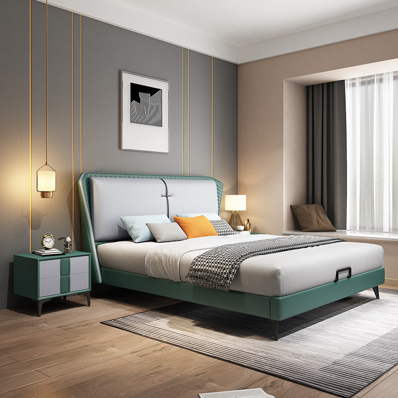 Nordic technology cloth bed modern minimal master bed 1 8m double bed extremely simple wooden wedding bed wash - free soft bag