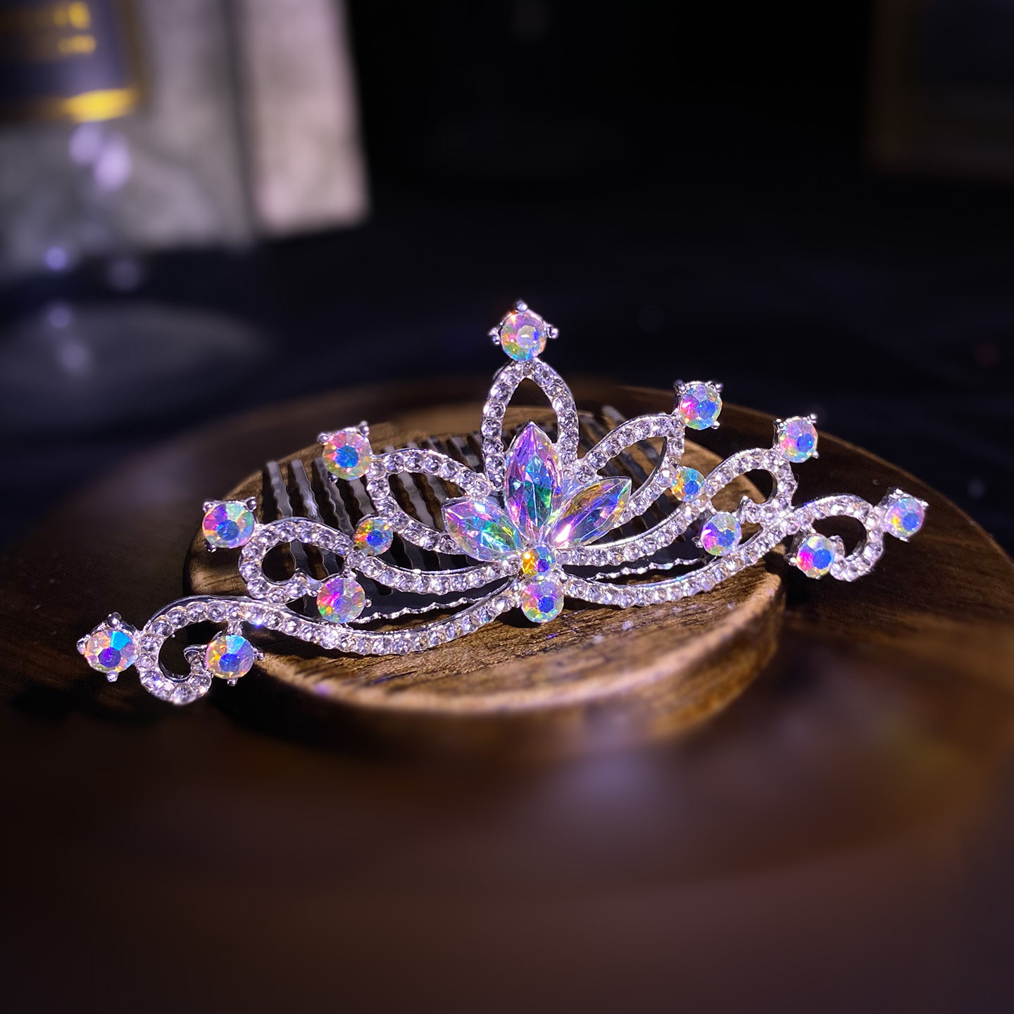 Children's crown, girls' performance hair comb, princess birthday colorful high-end crown hair accessory, girl's performance accessory
