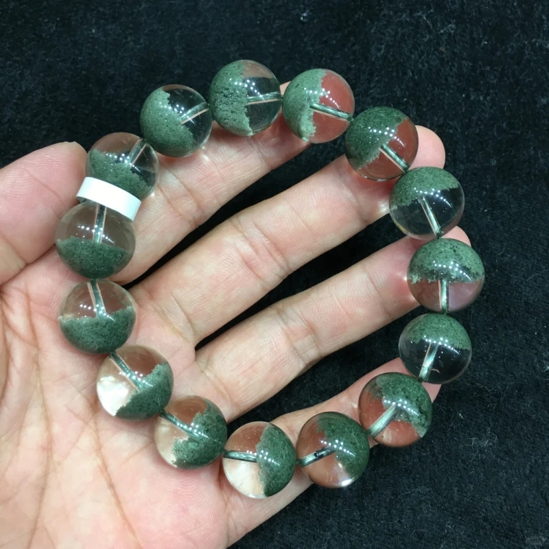 Natural Green Phantom Crystal Bracelet, Treasure Bowl Bracelet, Half-Bowl Full of Stars, Thousand-Layer Beads, Gift for Men and Women Couples Natural Green Phantom Crystal Bracelet, Treasure Bowl Bracelet, Half-Bowl Full of Stars, Thousand-Layer Beads, Gift for Men and Women Couples