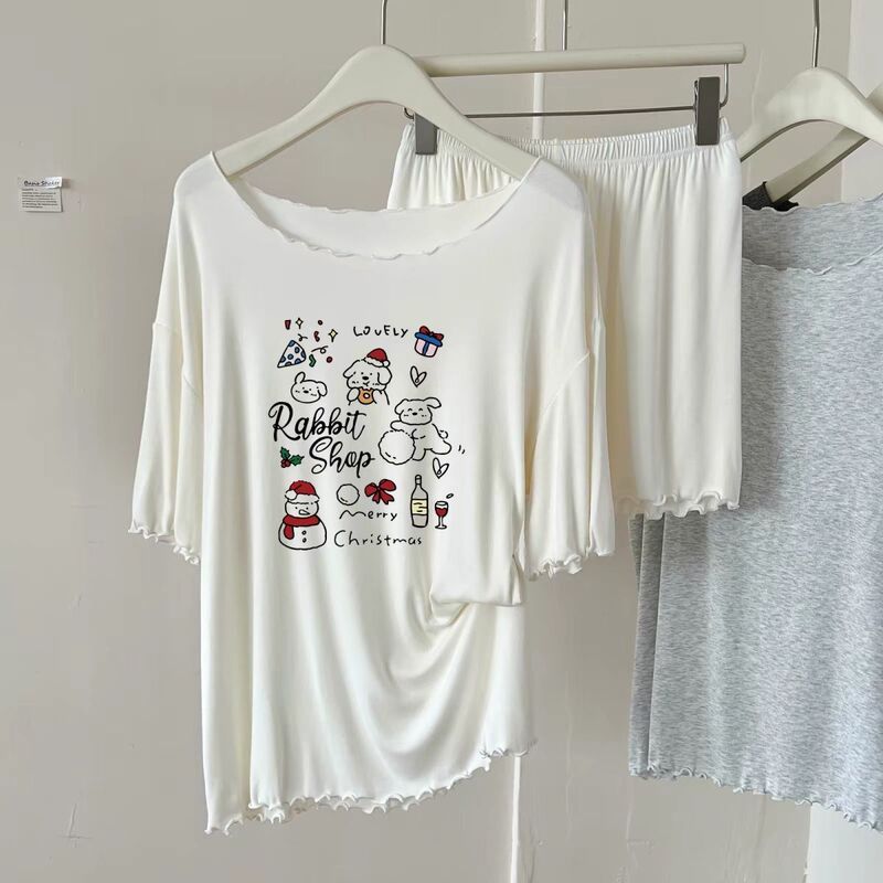 Cute Cartoon Puppy Modal Short-Sleeved Shorts Pajamas for Women Summer Comfortable Breathable Loose Home Wear Set Cute Cartoon Puppy Modal Short-Sleeved Shorts Pajamas for Women Summer Comfortable Breathable Loose Home Wear Set