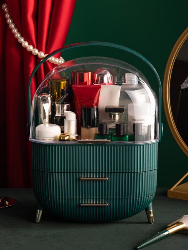 Cosmetics containing box Dust-proof with lid Skin Care Products Makeup Desk Home Box Large Capacity Box Tabletop Finishing Racks