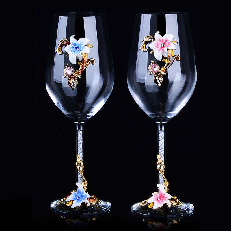 High-grade crystal red wine glass goblet set home creative couple a pair of personality European luxury wine set gift box