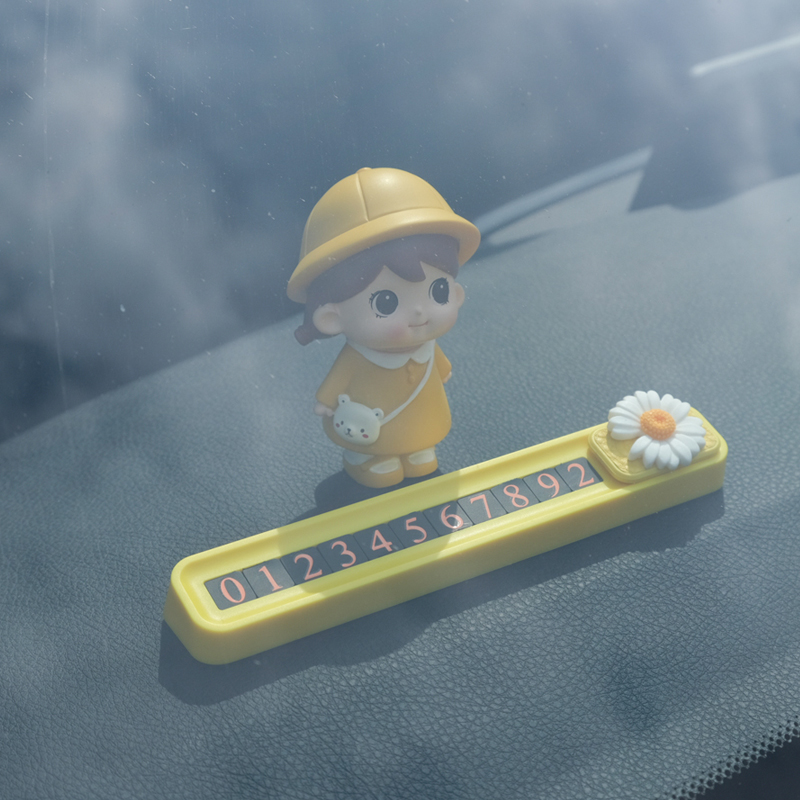 Cartoon girl car temporary parking plate car parking phone number plate Norway transfer car card hidden woman