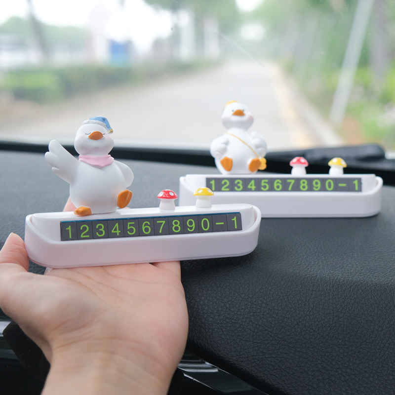 Cute Duck Car Temporary Stop License Plate On-board Mobile Phone Number Plate Concealed Zero Time Shift Car Stop Pendulum