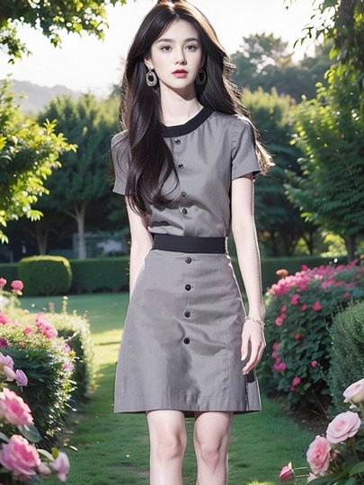 Vestido adelgazante de cintura y cuello redondo, color gris, muy guapo, a la moda, de gama alta, estilo diosa, para ir al trabajo