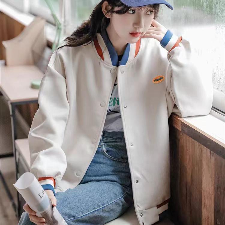 College Style Spring and Autumn Long-Sleeved Jacket for Women, New Sports Jacket, Student Age-Reducing Color-Block Cardigan Top, Baseball Jacket College Style Spring and Autumn Long-Sleeved Jacket for Women, New Sports Jacket, Student Age-Reducing Color-Block Cardigan Top, Baseball Jacket