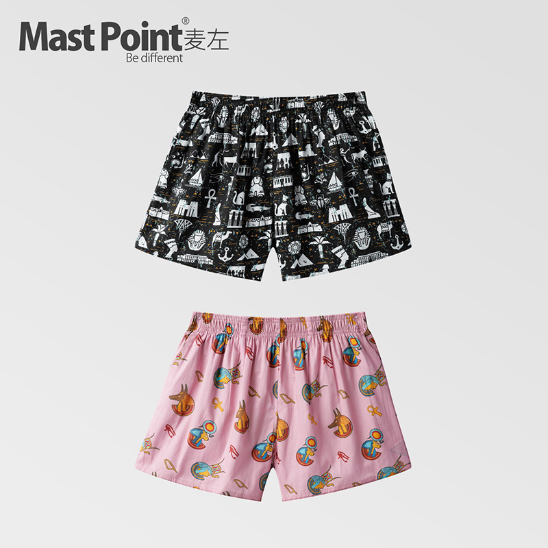 Mcleft Tide Card Lovers Sleeping Pants Summer Home Air Conditioning Shorts Women Pure Cotton Loose Arro Pants Men Egypt Single