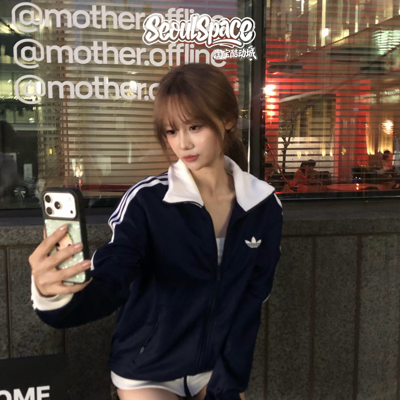 Adidas Korean Style School Uniform Clover Jacket Retro Sports Jacket Ke3526 Ke3527