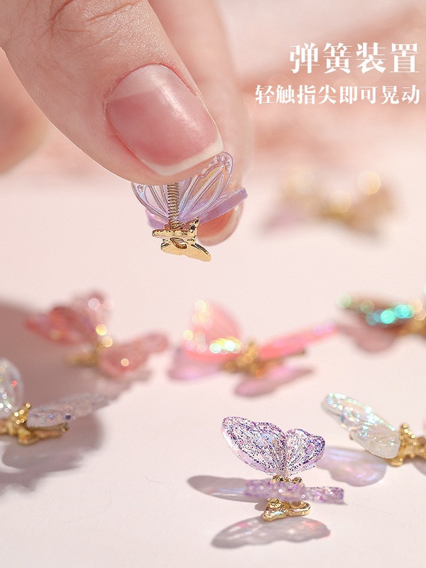 Nail Art Accessories Large Size Dynamic Butterfly Iridescent Aurora Internet Celebrity Spring Freely Swinging Fairy-Like Nail Decoration Nail Art Accessories Large Size Dynamic Butterfly Iridescent Aurora Internet Celebrity Spring Freely Swinging Fairy-Like Nail Decoration