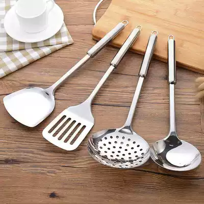 Stainless steel pot shovel colander soup spoon spatula spatula rack home thick stir-fry shovel kitchen anti-scalding set