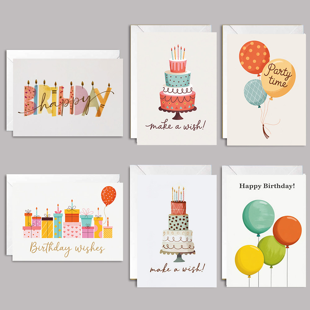 happy birthday greeting card生日快乐贺卡派对礼物蛋糕鲜花卡片