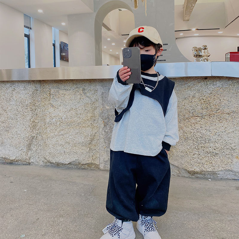 Children's clothes boy suit Spring and autumn section 2022 New Chaoyang sends middle and children trendy frock children's spring clothes clothes