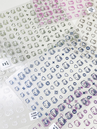 Hello Kitty, hello kitty, наклейки для ногтей, мультяшные накладные ногти