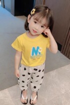 Female baby summer suit children 2021 new childrens net red two-piece clothes Western style girls pure cotton summer clothes