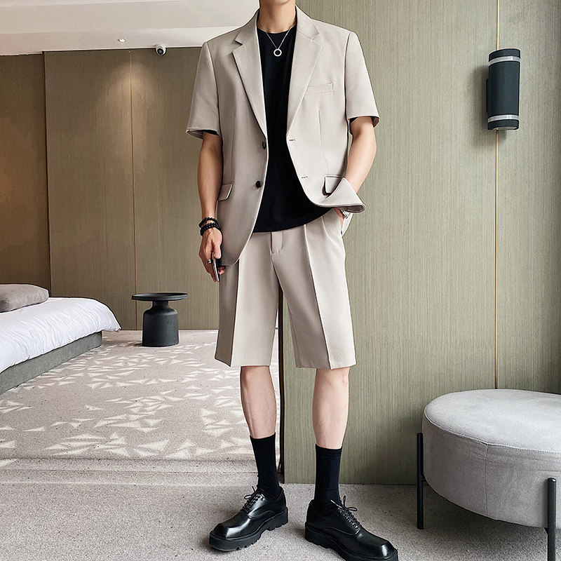 Rich Guido Summer loose Leisure short sleeves Western suit Men's suit free of ironing trend 100 Lap Suit Jacket Man two sets