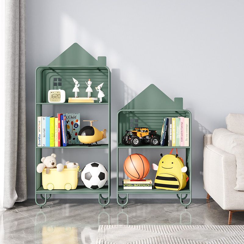 Children's bookshelf floor rack small bookcase room bedroom storage shelf living room iron picture book multi-layer shelf