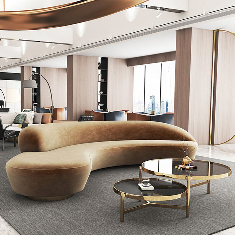 Light luxury special-shaped fabric sofa simple modern hotel beauty salon rest living room corner curved technology cloth sofa