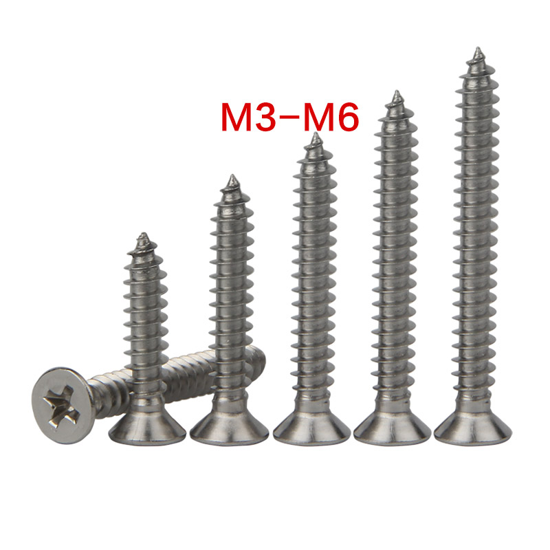 M3M4M5M6 self-tapping screw 304 stainless steel countersunk head cross-head with self-tapping wood screw