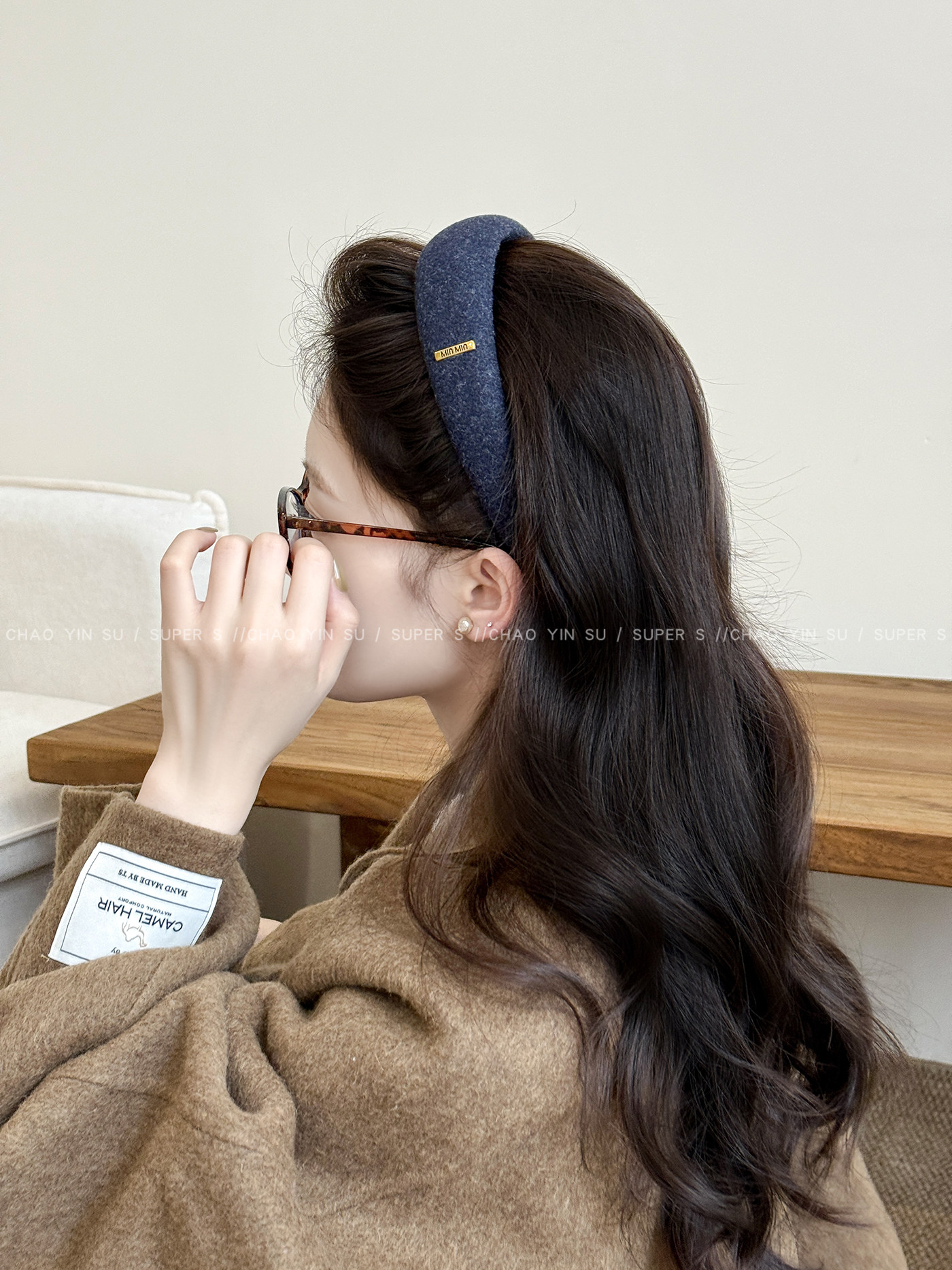 High-Quality Wide-Edge Cashmere Headband for Women, High Crown, Autumn and Winter Vintage Lazy Style Headband, Hair Accessory for Washing Face