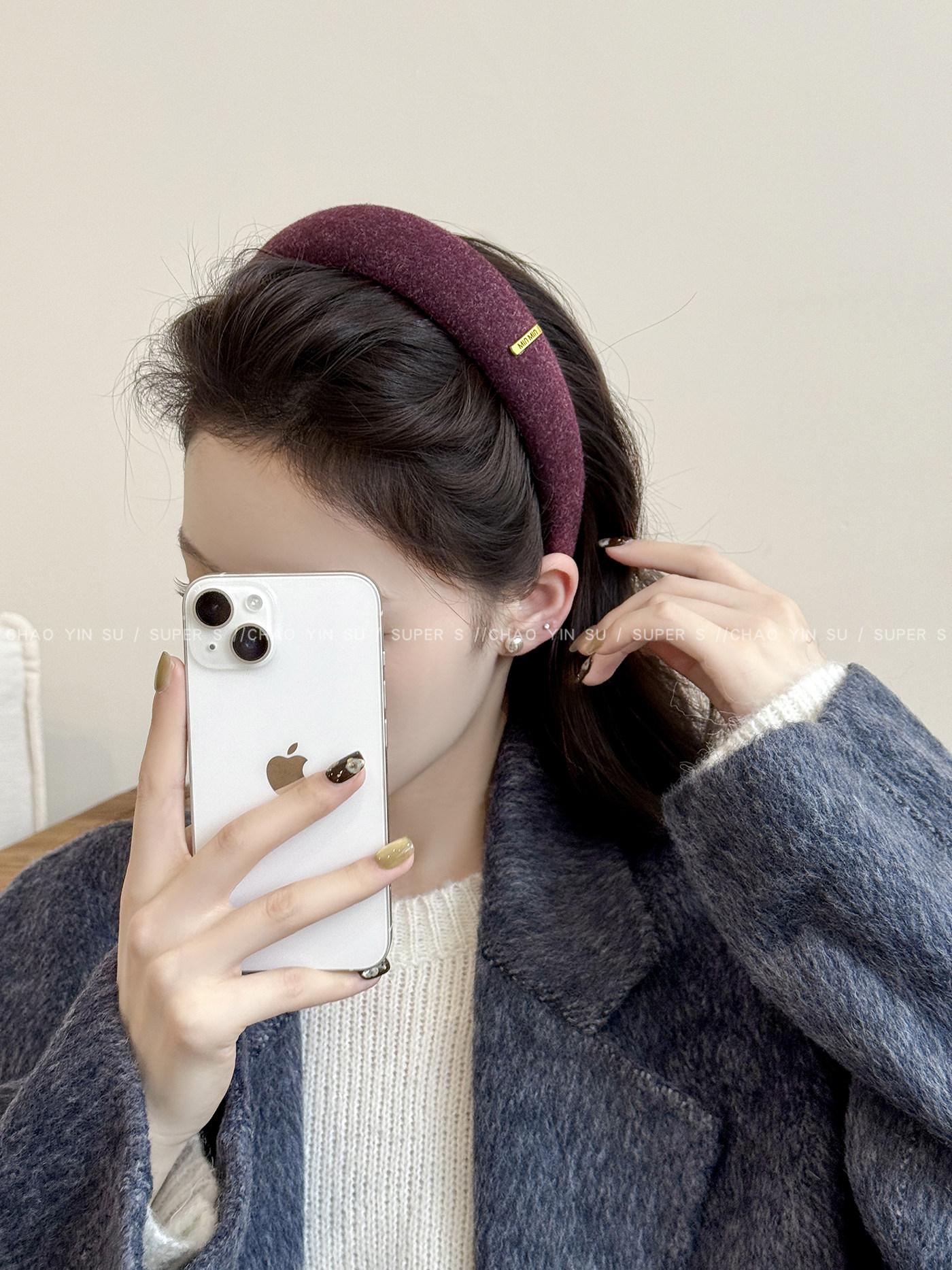 High-Quality Wide-Edge Cashmere Headband for Women, High Crown, Autumn and Winter Vintage Lazy Style Headband, Hair Accessory for Washing Face