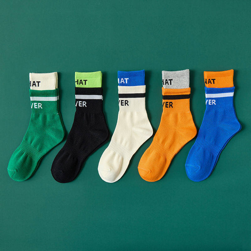 Socks for women and men, double-color cotton socks, contrasting color, long tube tide socks, ins new fashion, all-match socks, couple girlfriends