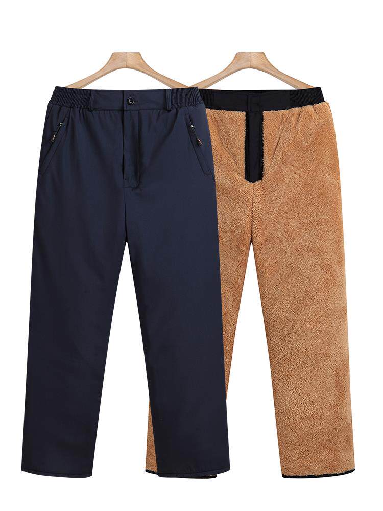 Bellanson Horse Middle Aged Cotton Pants Men Plus Suede Thickened Dad Dress Winter External Wear Full Suede Anti-Chill Warm High Waist