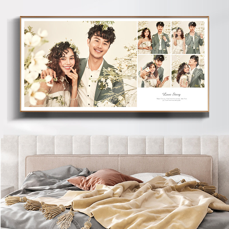Wedding photo large photo frame hanging wall custom nine palace grid photo enlarged 48 inch photo studio crystal wedding photo commemorative photo frame