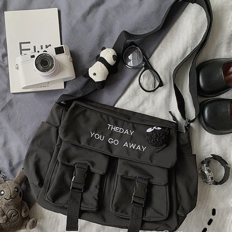 Slanted Satchel for men Tide Cards Tooling Satchel Day Tying for Backpack Women Casual Single Shoulder Bag Canvas Student Mailbag-Taobao