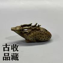 Ancient Play Antique Bronze Ware Clear Old Objects Collection Vintage Water Drop Allegory Auspicious Longevity A Deer High Rise Brass Pendulum