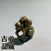 Ancient Play Antique Bronze Ware Chore Collection Clear Brass Pure Bronze Solid Mini Pocket Wish Shou Monkey Bronze Sculpted Back Peach Monkey