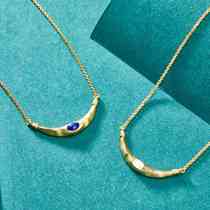Ancient style design 925 silver natural stone smile necklace lapis lazuli white mother-of-pearl texture mid-century style clavicle chain