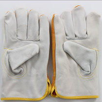 Short cowhide two-layer golden welding gloves welder welding protective gloves thermal insulation durable labor protection gloves