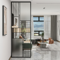 Modern Iron Art Screen Handwashing Desk Mesh Red Long Iridescent Glass Stainless Steel Partition Living Room Brief Syonguan Entrance Decoration